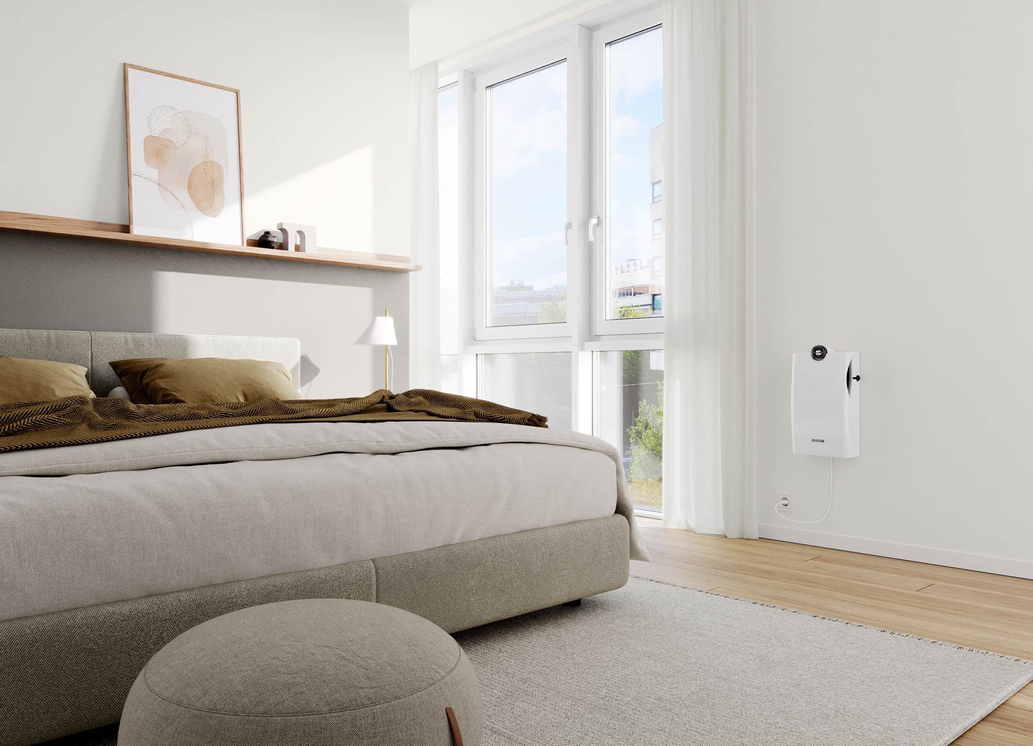 Wandlüfter AEROPAC in der Einbausituation Schlafzimmer